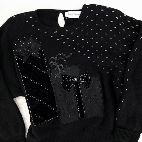 Marisa Christina Women's M Decorative Embellished Bling Lambswool Sweater - Picture 5 of 16